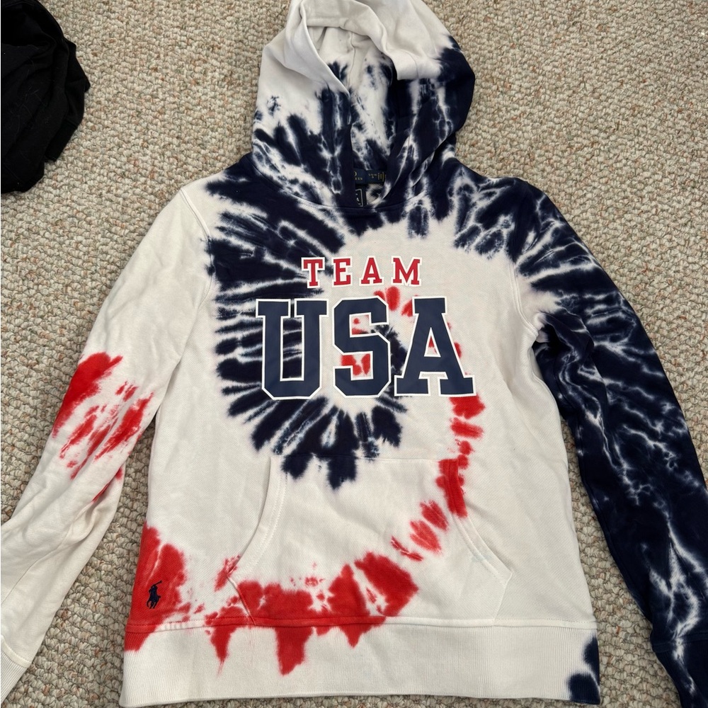 Ralph Lauren Navy and White Tie-Dye Hoodie